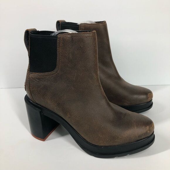 Sorel Womens Blake Chelsea Brown Leather Ankle Booties Size 7 Block Heel Boots - Picture 6 of 12